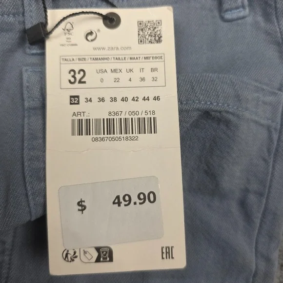 Zara The Baggy Cargo Pant Women's 32 (USA 0) Gray-Blue Balloon Leg Mid Rise NWT - Picture 5 of 15